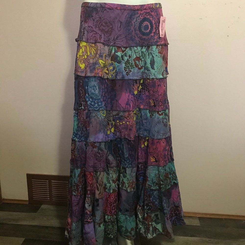 Dressbarn Multicolored Boho Maxi Skirt Size Medium